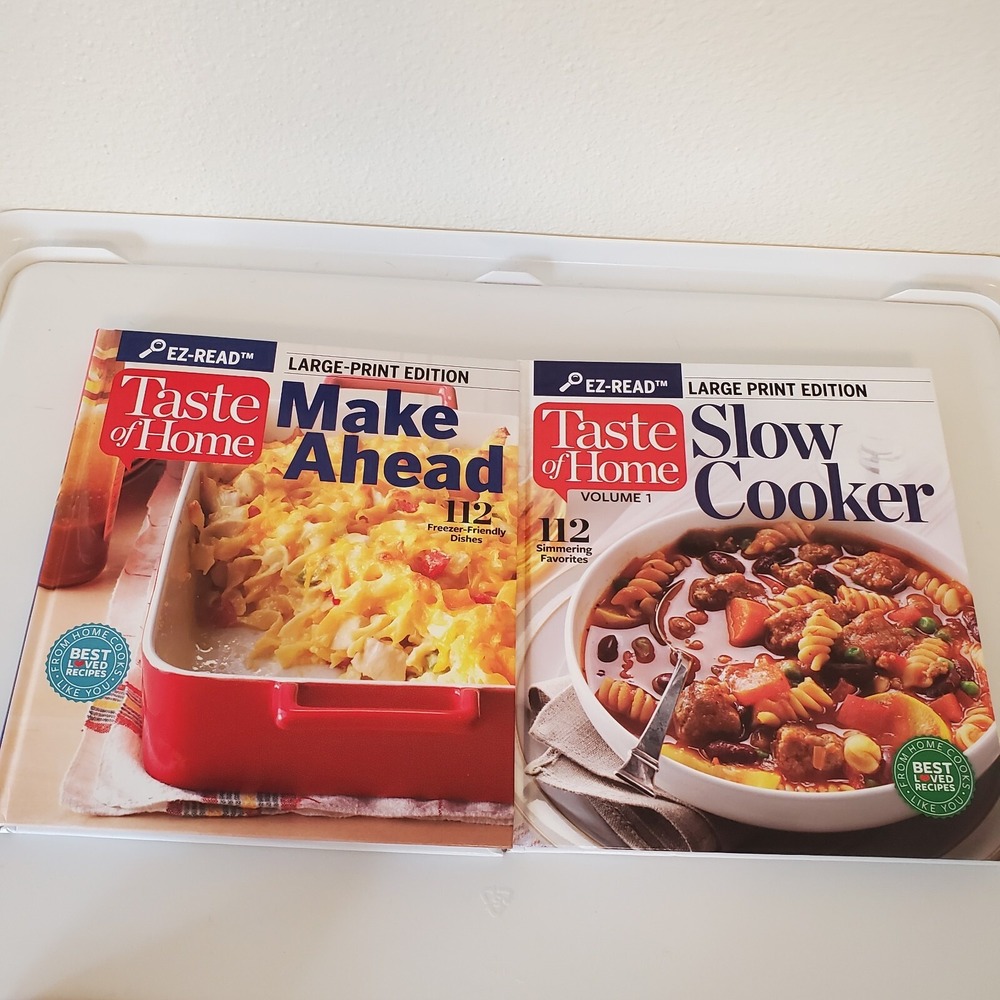 Lot Of 2 Taste of Home Large Print Make Ahead and Slow Cooker Hardcover EZ Read